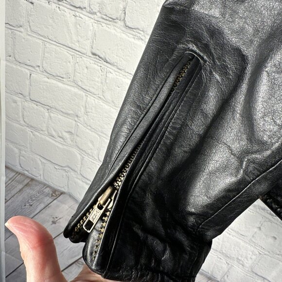 Vintage Wilsons Leather Jacket Womens Medium Black Fringe Western Cropped Biker - Picture 11 of 11